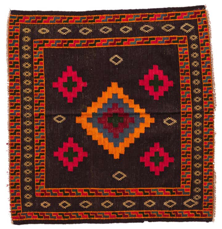 3' 3 x 3' 5 Hand Woven Kilim Modern Wool Square Rug