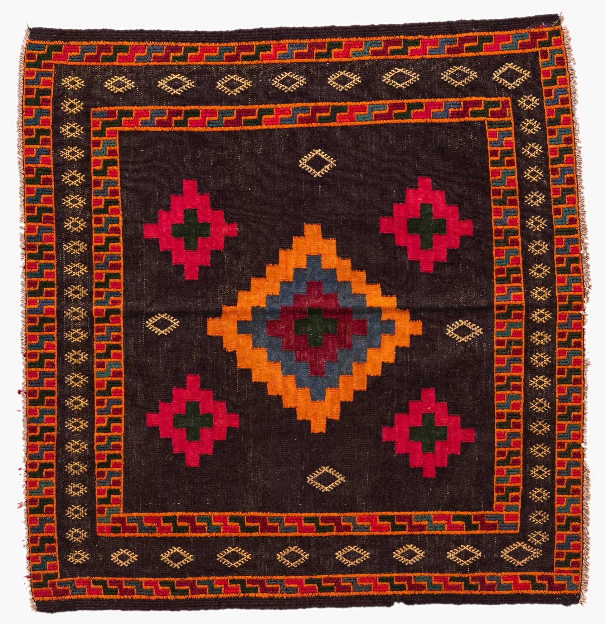 3' 3 x 3' 5  Hand Woven Kilim Modern Wool Square Rug