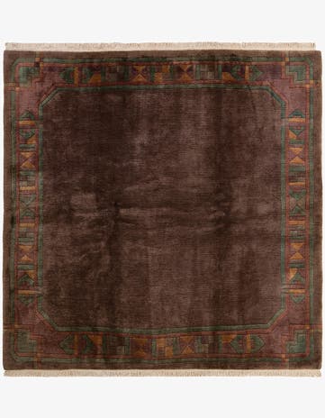 8' x 8' 1 Hand Knotted Tibet Wool Square Rug
