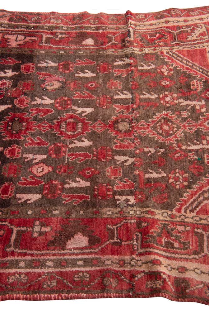 4' 1 x 4' 6 Hand Knotted Ultra Vintage Persian Wool Square Rug