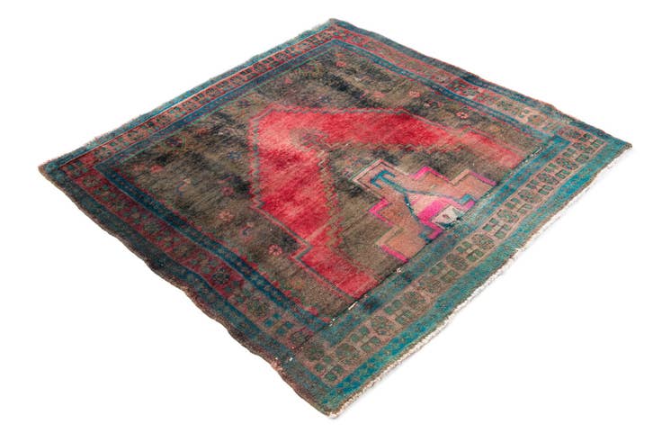 Detail image of 4' 4 x 4' 4 Hand Knotted Ultra Vintage Persian Wool Square Rug