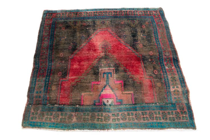Detail image of 4' 4 x 4' 4 Hand Knotted Ultra Vintage Persian Wool Square Rug