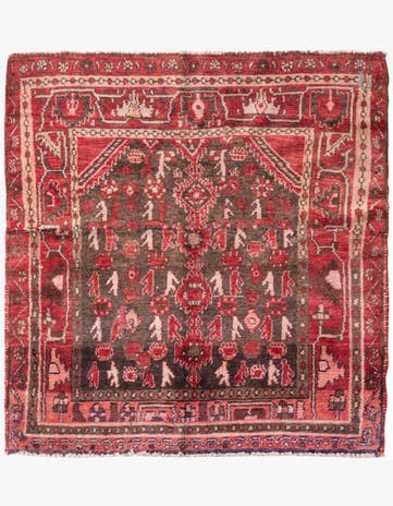 4' 1 x 4' 6 Hand Knotted Ultra Vintage Persian Wool Square Rug