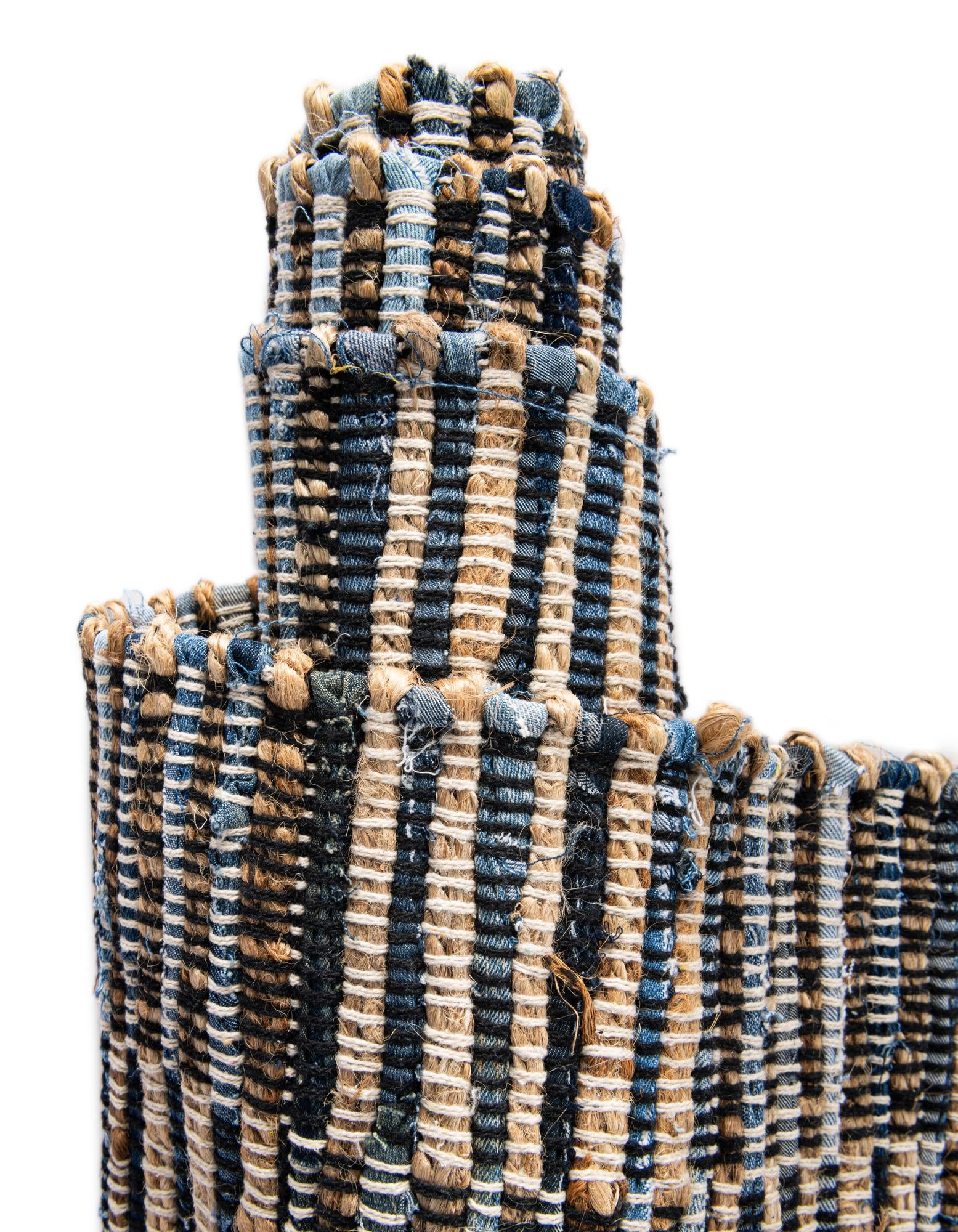 4' 1 x 6' 1 Hand Woven Chindi Jute Rug