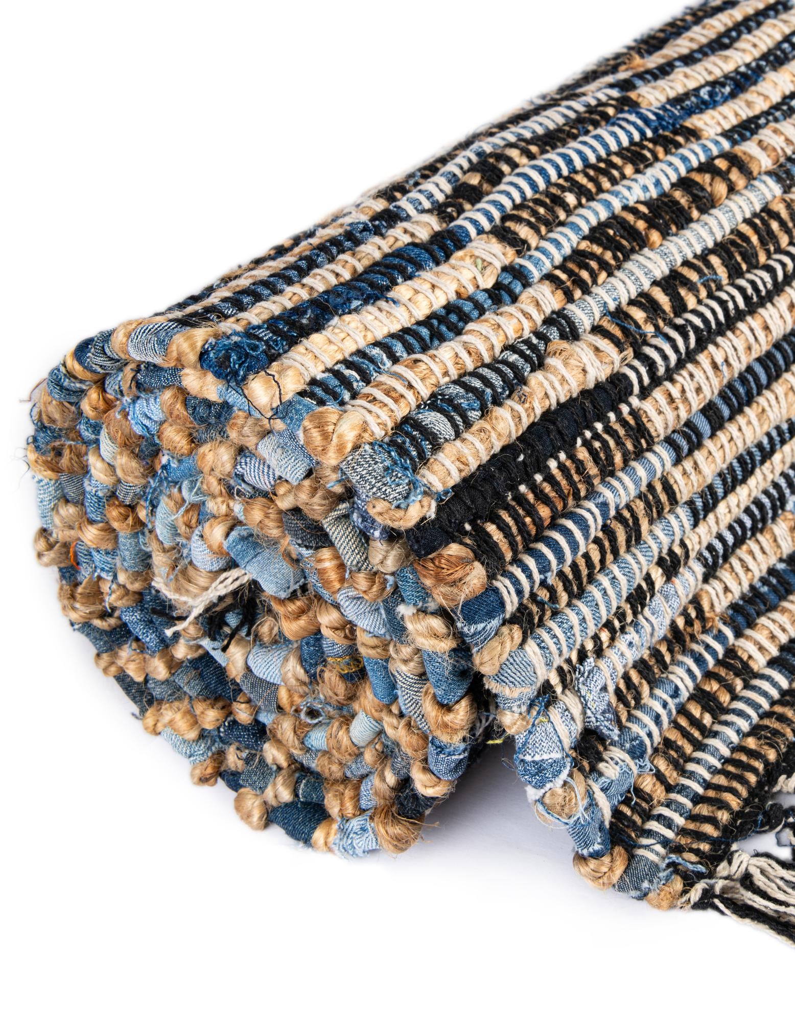 4' 1 x 6' 1 Hand Woven Chindi Jute Rug