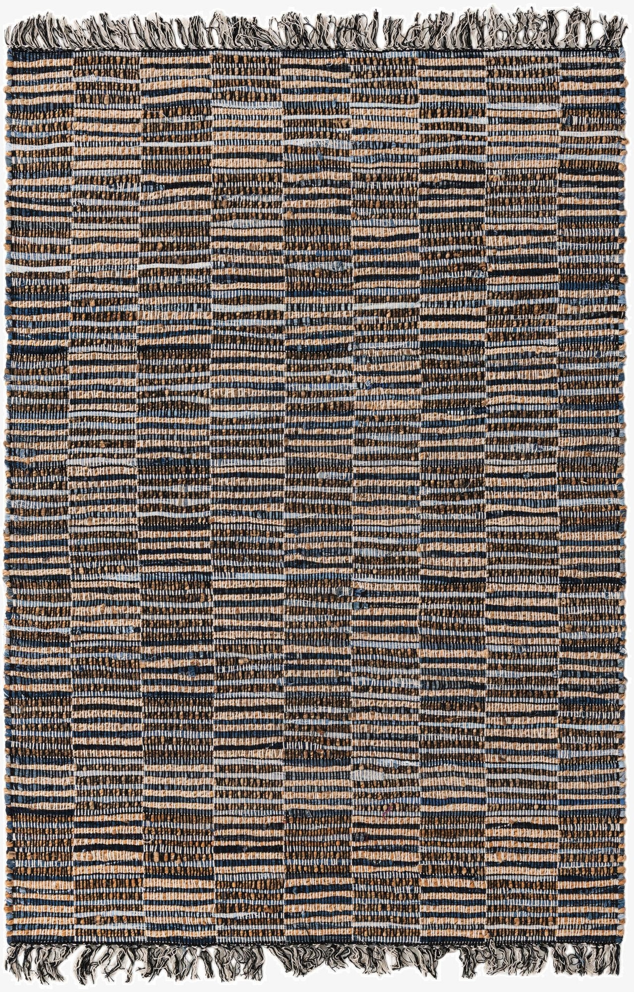 4' 1 x 6' 1  Hand Woven Chindi Jute Rug