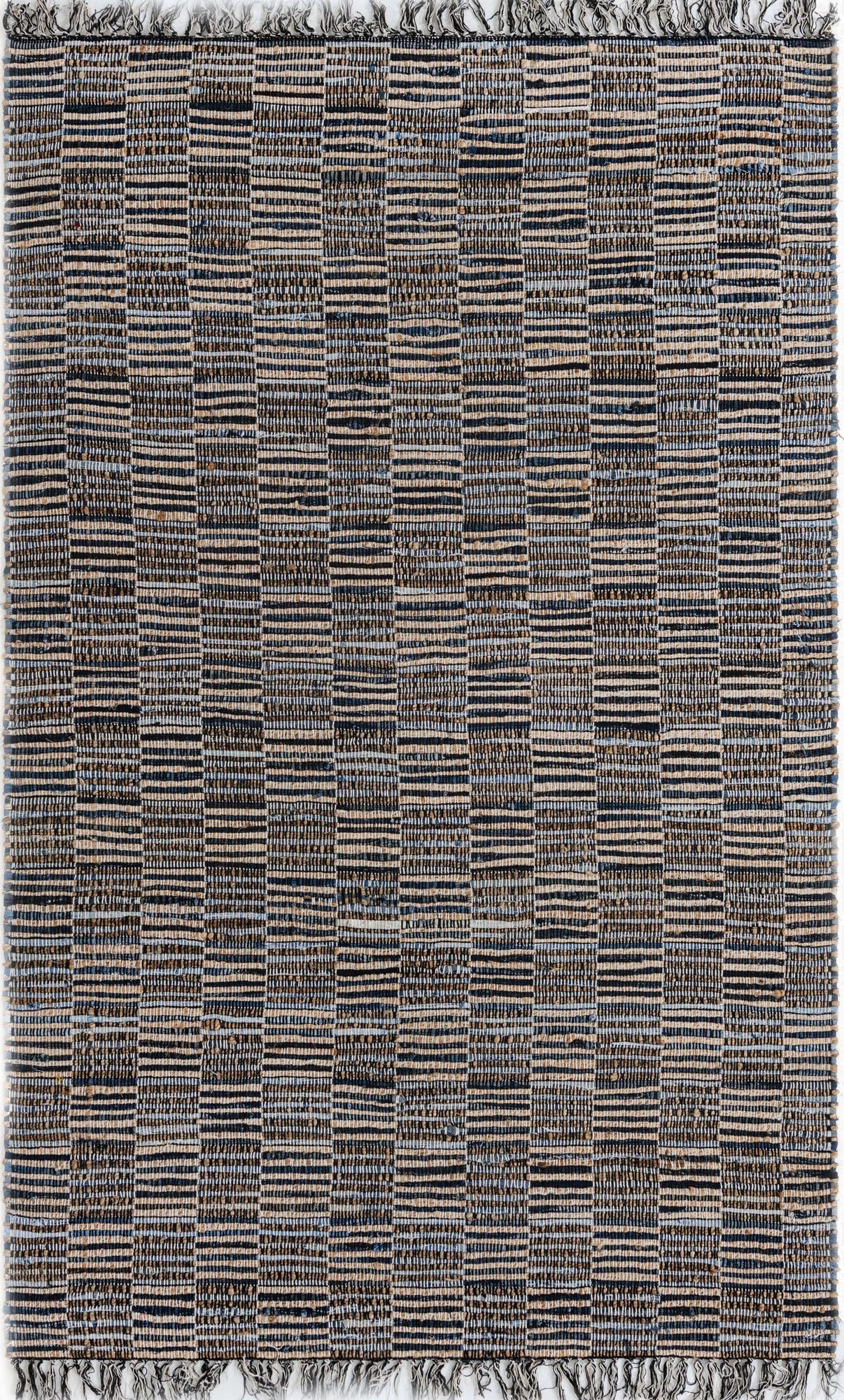 5' 1 x 8'  Hand Woven Chindi Jute Rug