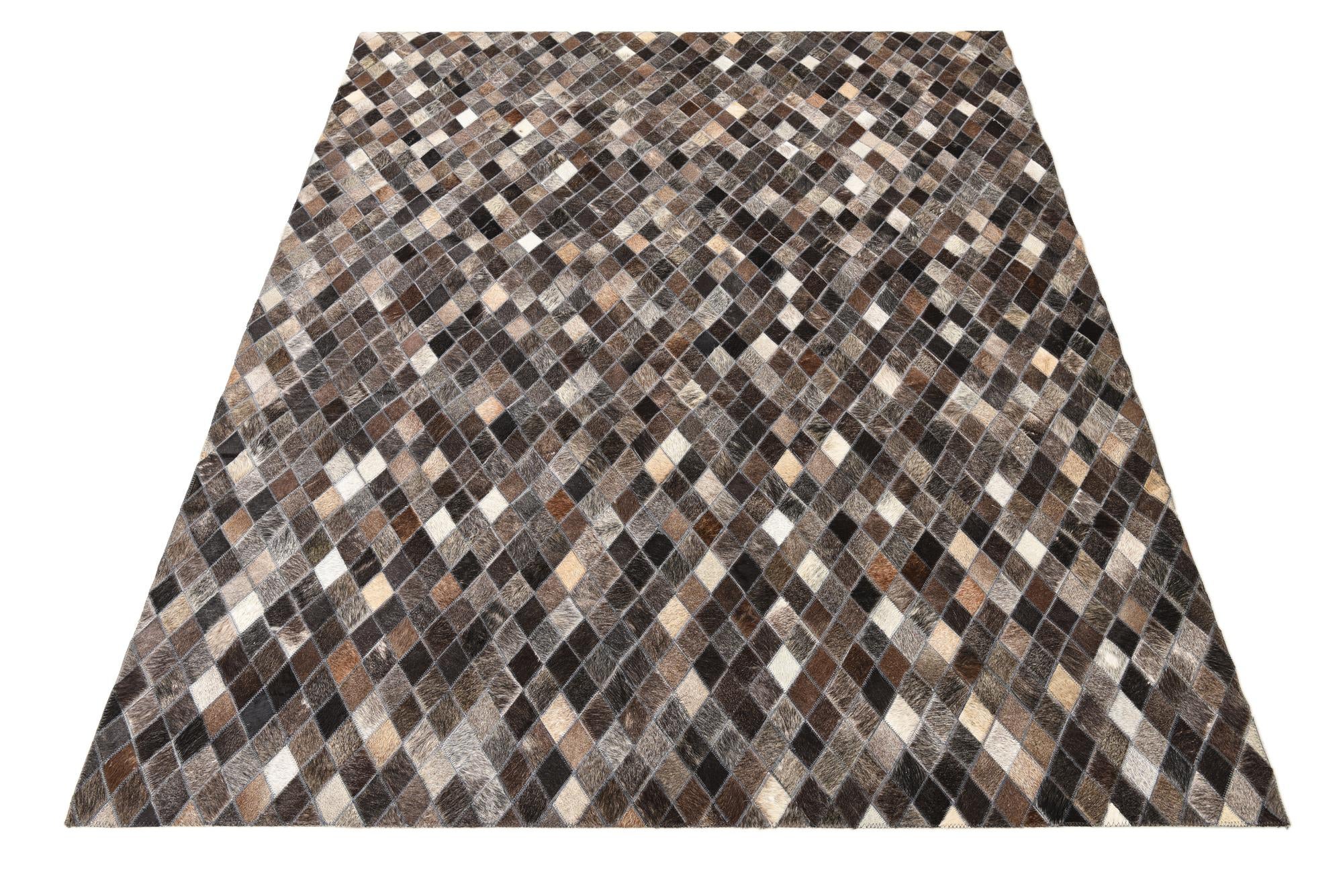 5' x 6' 2 Cowhide Leather Rug