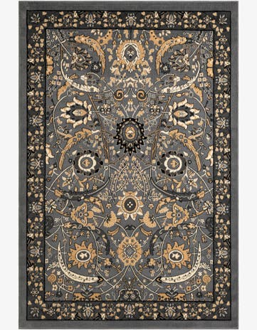 Dark Gray Isfahan Design Rug