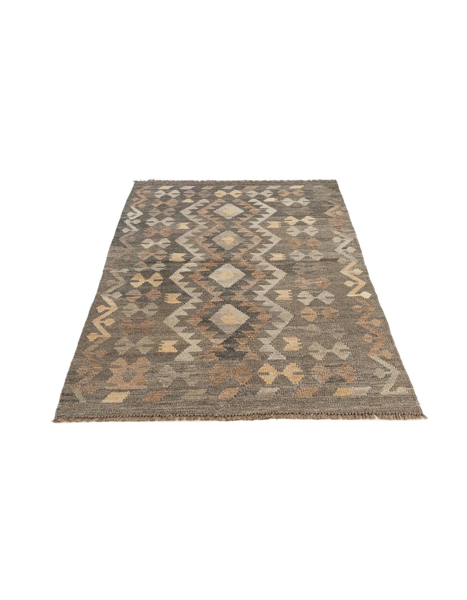 3' 4 x 4' 11 Hand Woven Kilim Maymana Wool Rug