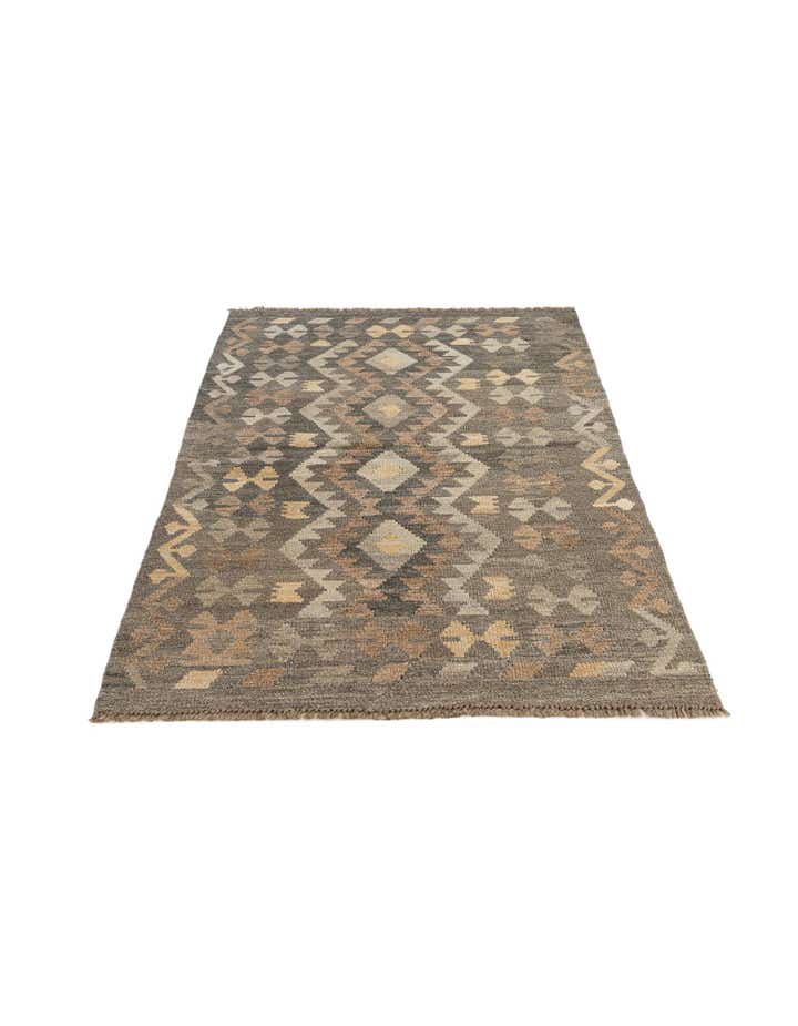 3' 4 x 4' 11 Hand Woven Kilim Maymana Wool Rug