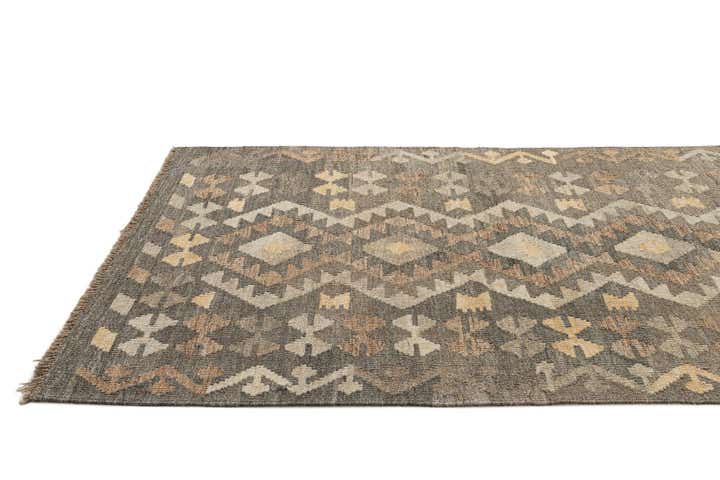3' 4 x 4' 11 Hand Woven Kilim Maymana Wool Rug