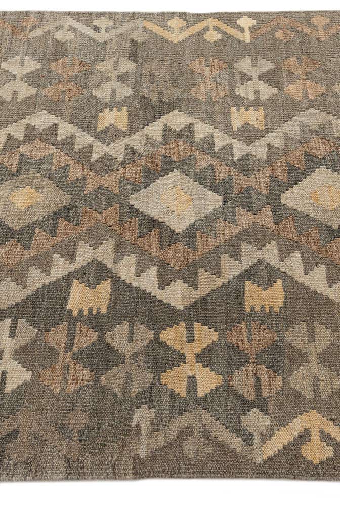 3' 4 x 4' 11 Hand Woven Kilim Maymana Wool Rug
