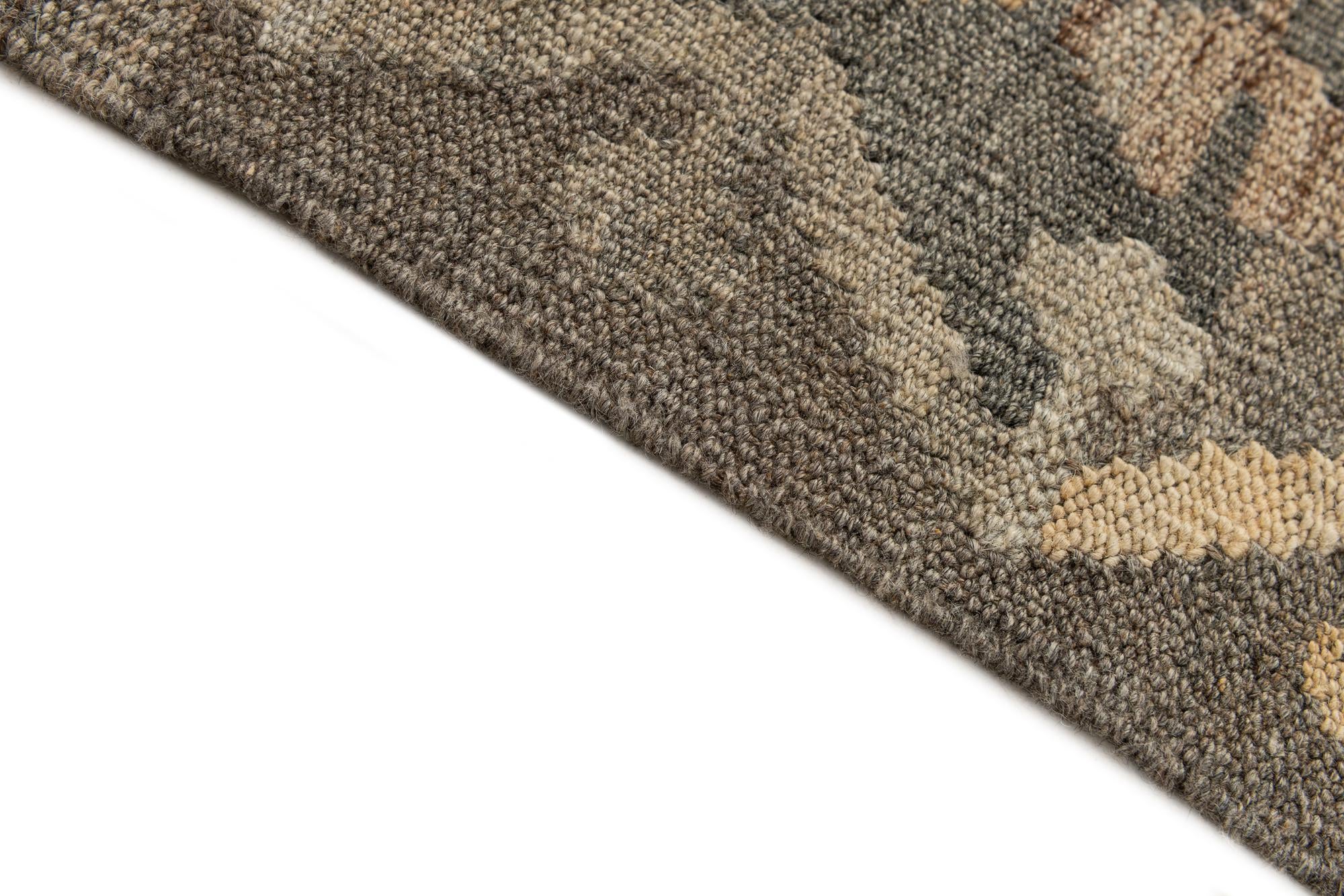 3' 4 x 4' 11 Hand Woven Kilim Maymana Wool Rug
