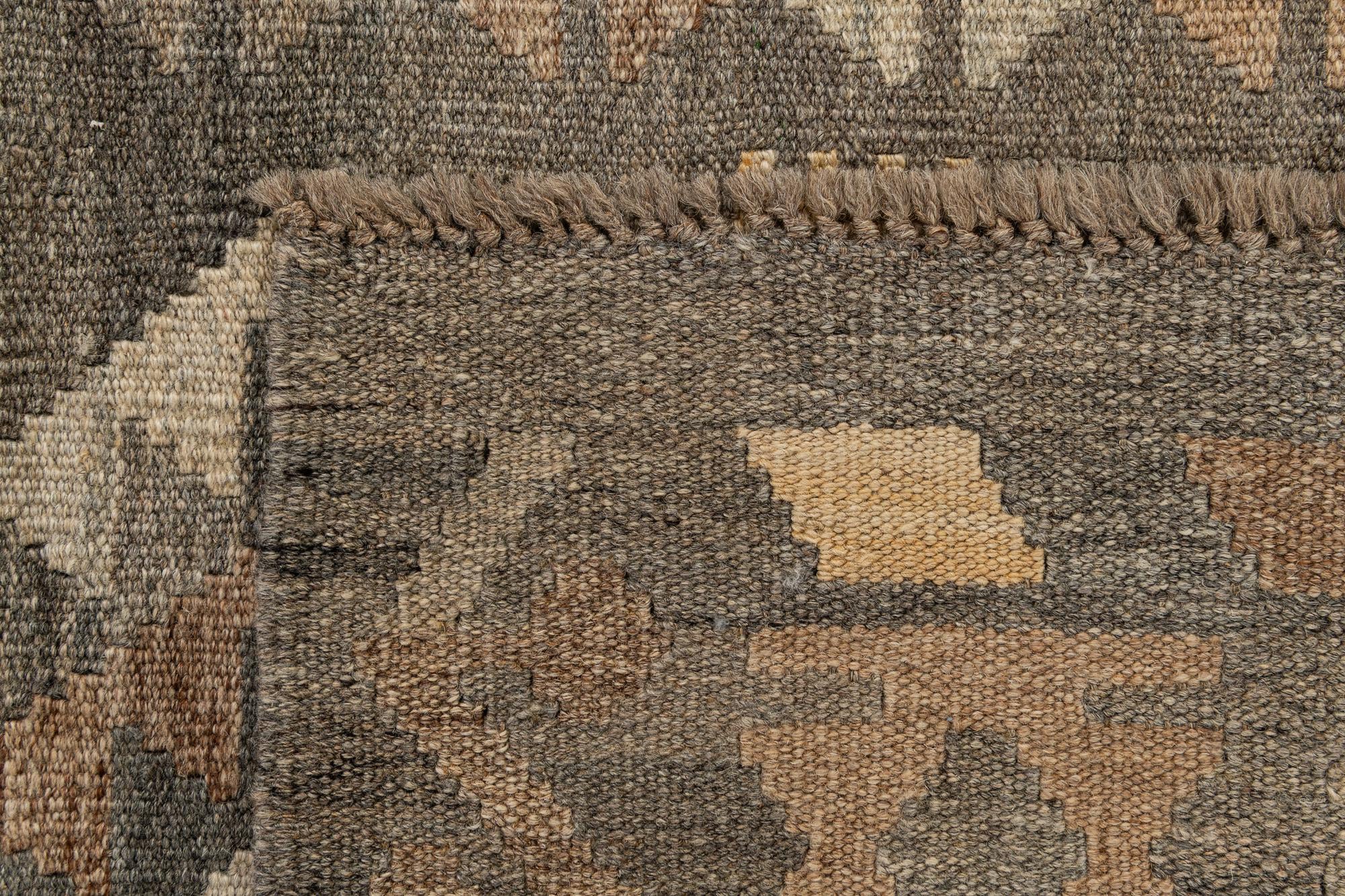 3' 4 x 4' 11 Hand Woven Kilim Maymana Wool Rug
