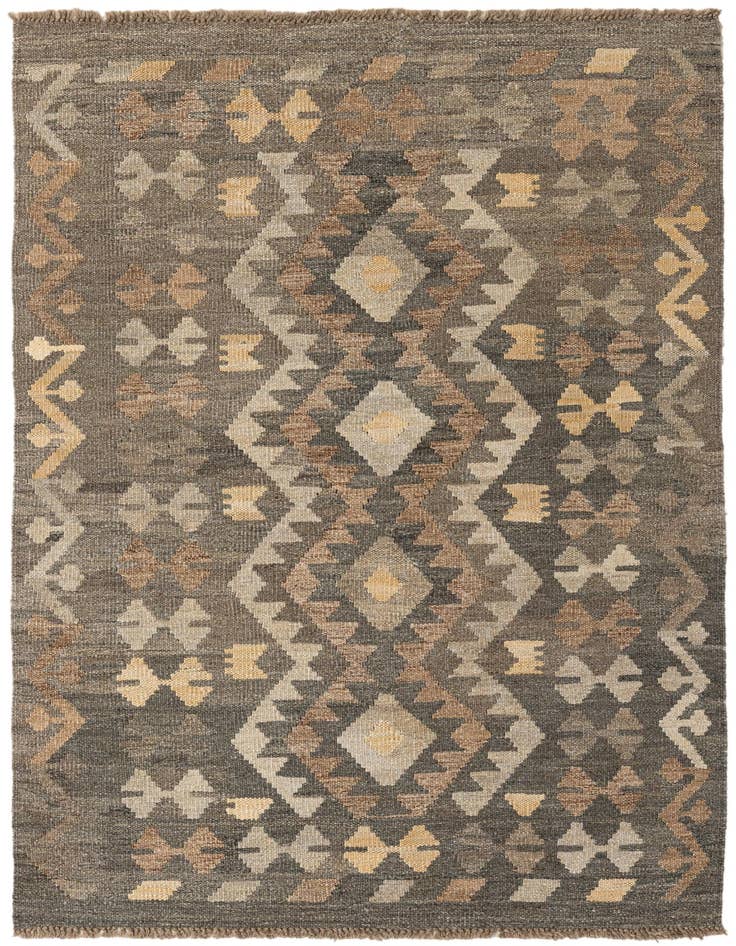 Detail image of 3' 4 x 4' 11 Hand Woven Kilim Maymana Wool Rug