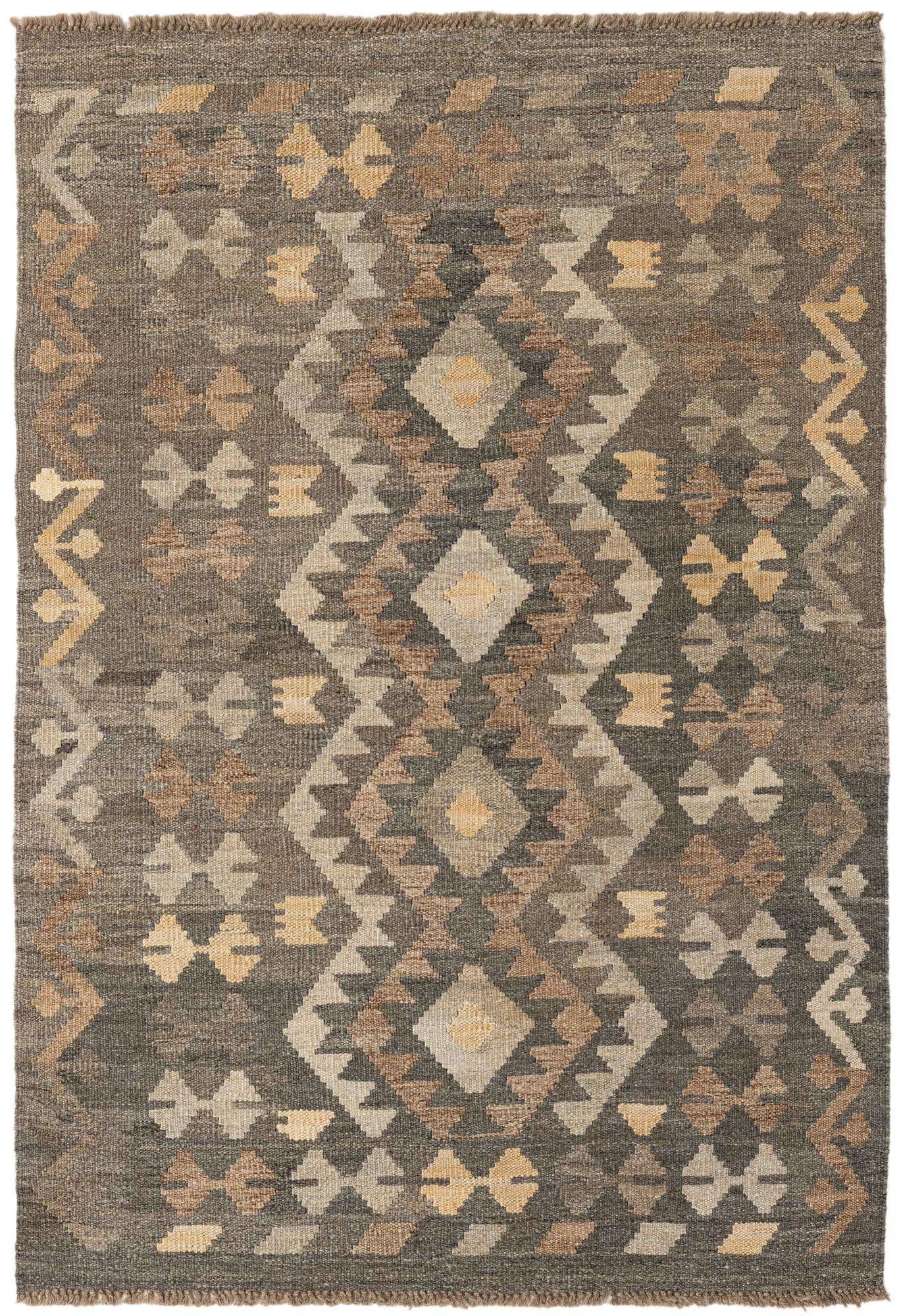 3' 4 x 4' 11 Hand Woven Kilim Maymana Wool Rug