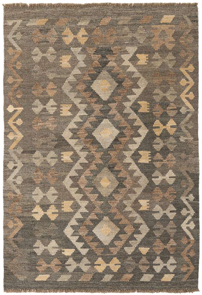 3' 4 x 4' 11 Hand Woven Kilim Maymana Wool Rug