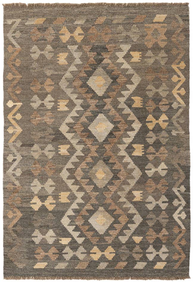 Detail image of 3' 4 x 4' 11 Hand Woven Kilim Maymana Wool Rug