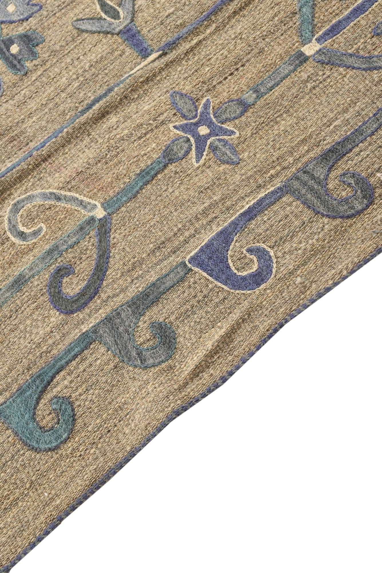 5' 10 x 7' 8 Hand Woven Kilim Suzani Wool Rug