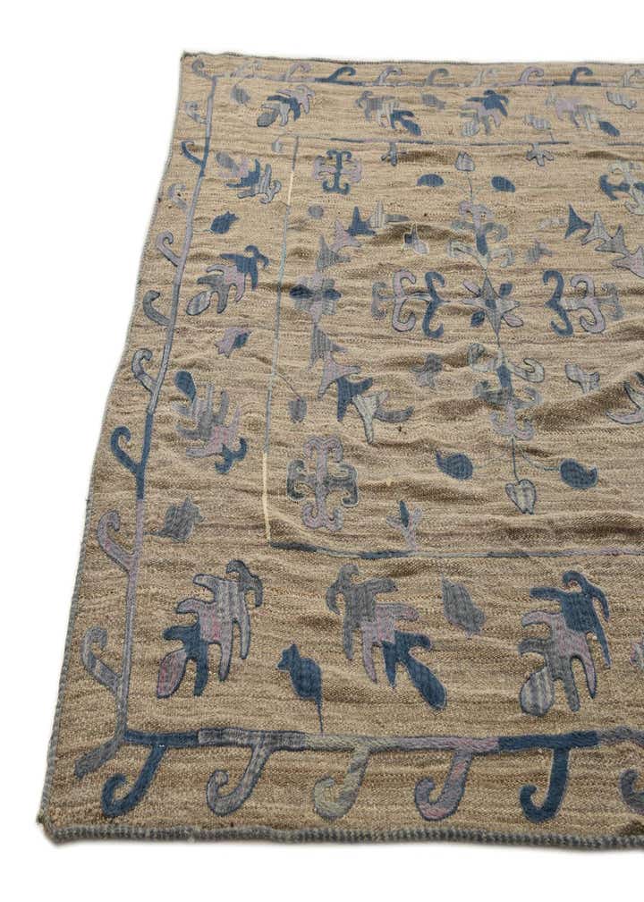 6' 4 x 9' 5 Hand Woven Kilim Suzani Wool Rug