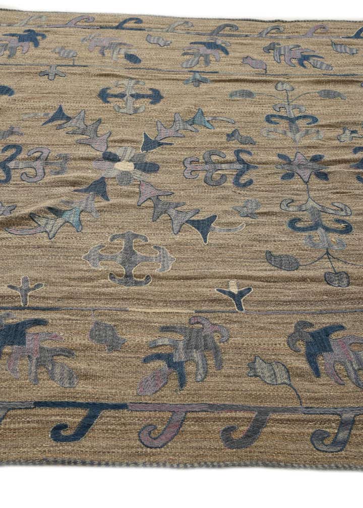 6' 4 x 9' 5 Hand Woven Kilim Suzani Wool Rug