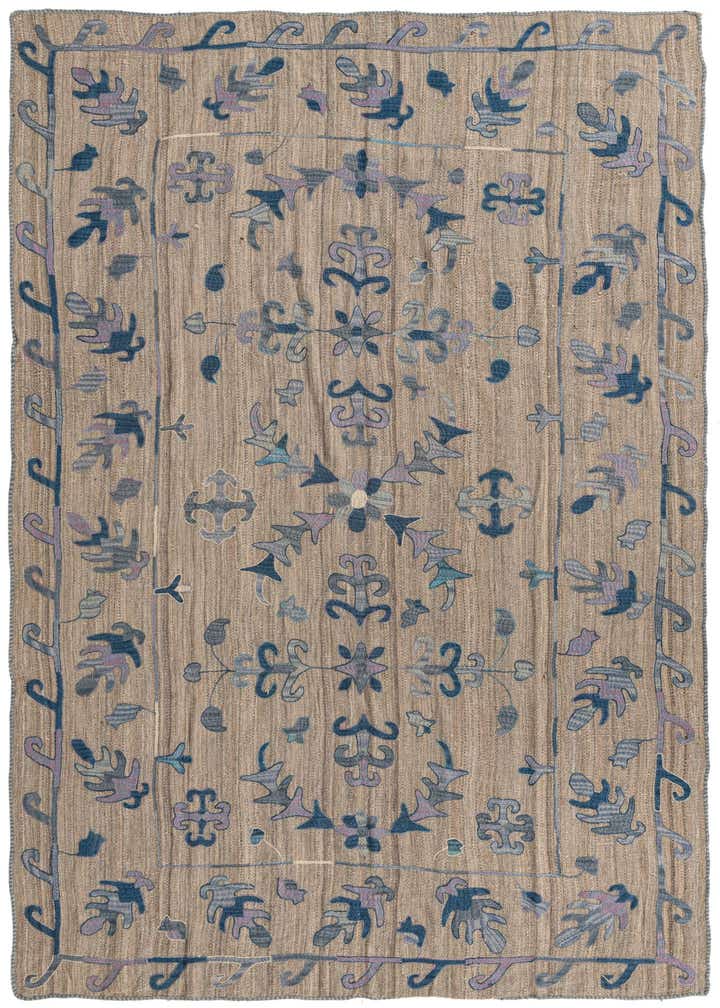 6' 4 x 9' 5 Hand Woven Kilim Suzani Wool Rug