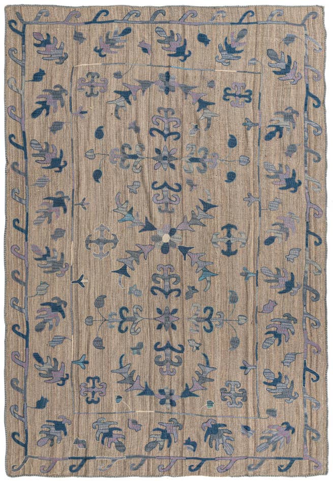 Detail image of 6' 4 x 9' 5 Hand Woven Kilim Suzani Wool Rug