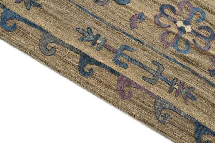 6' 5 x 9' 3 Hand Woven Kilim Suzani Wool Rug