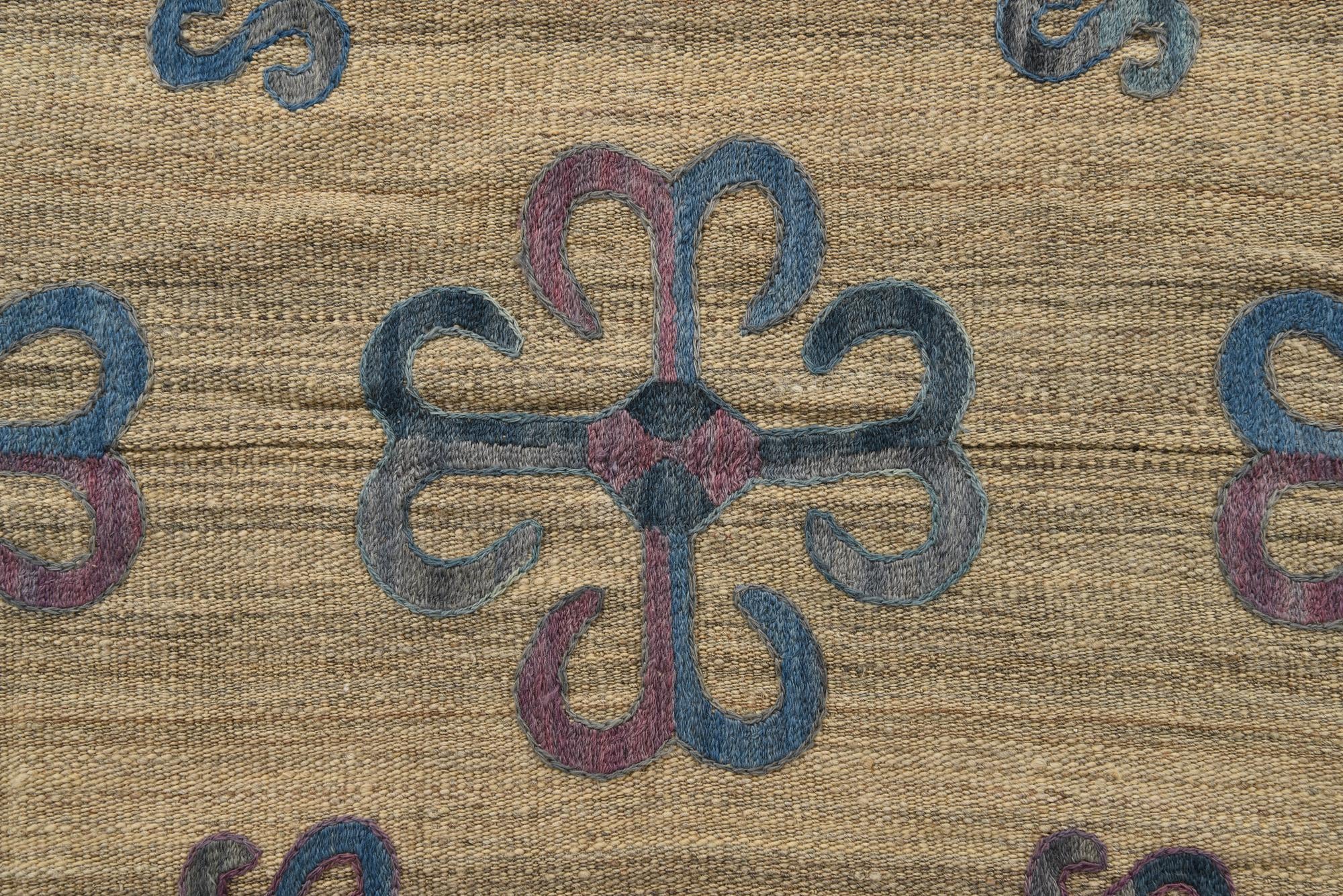 6' 5 x 9' 3 Hand Woven Kilim Suzani Wool Rug