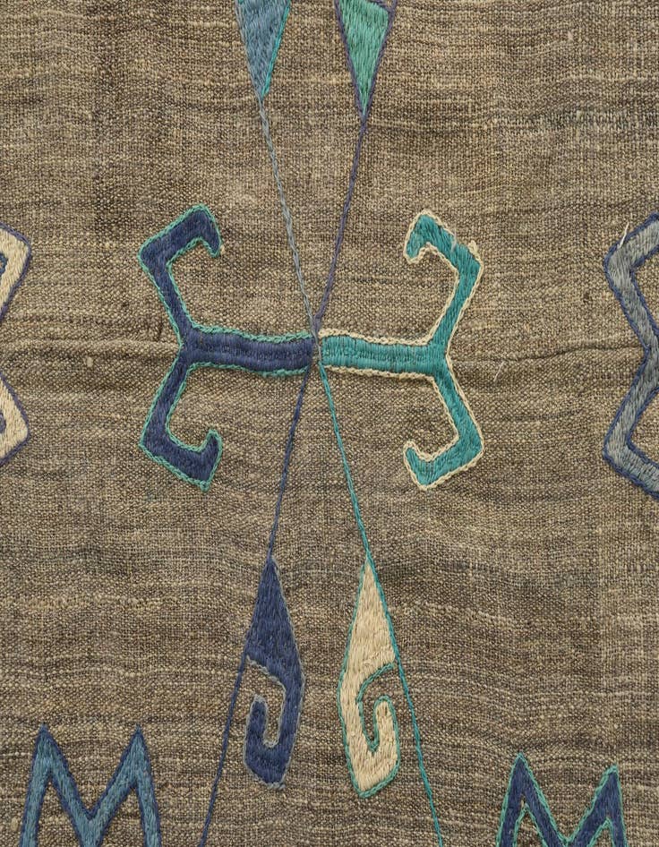 Detail image of 3' 8 x 4' 9  Hand Woven Kilim Suzani Wool Rug