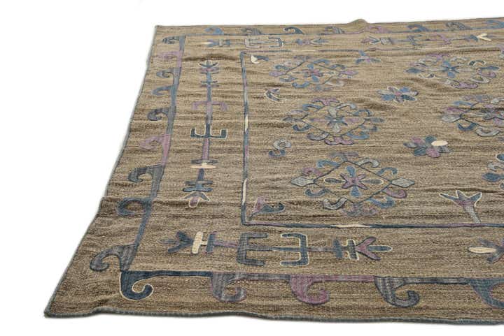 5' 10 x 7' Hand Woven Kilim Suzani Wool Rug