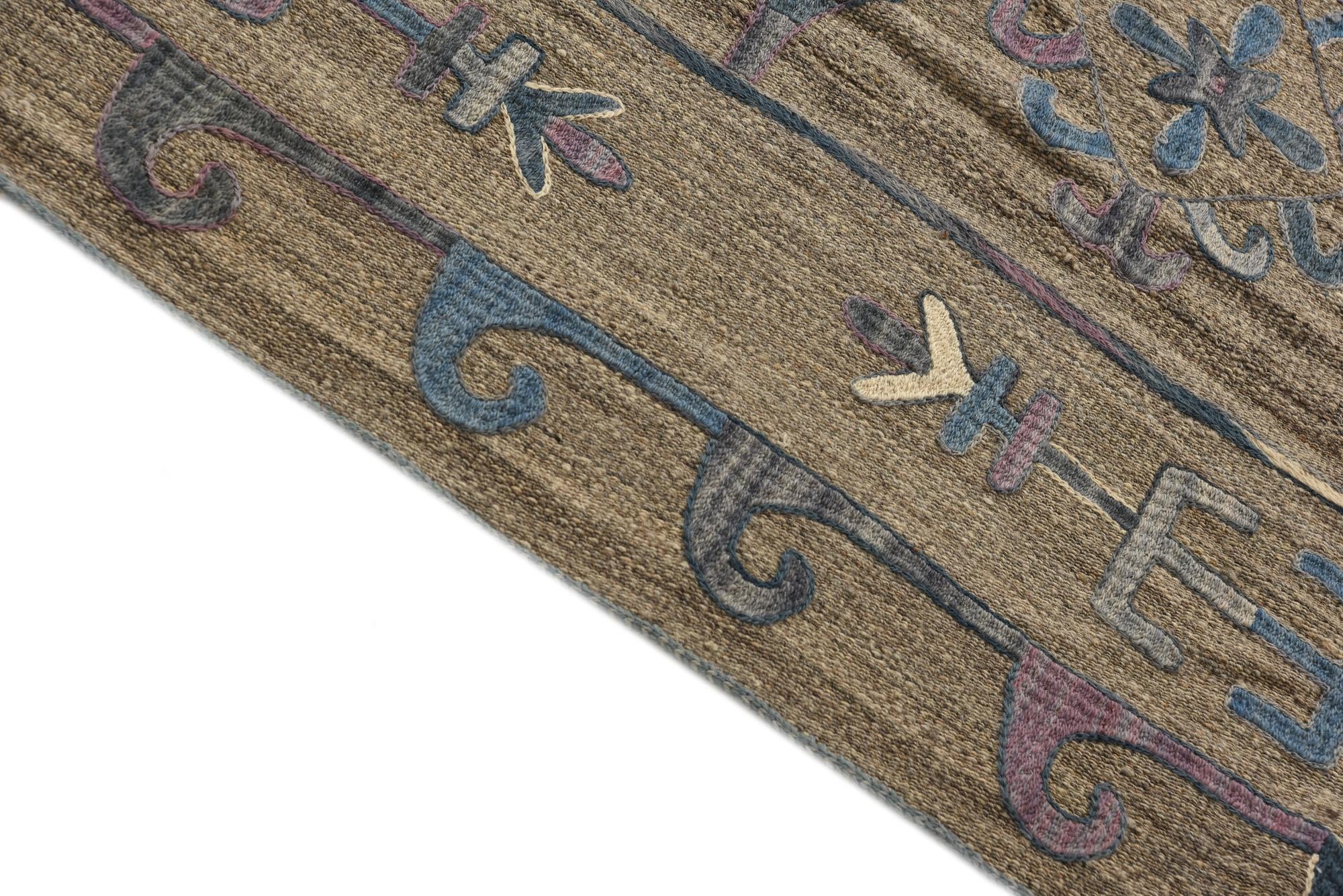 5' 10 x 7' Hand Woven Kilim Suzani Wool Rug