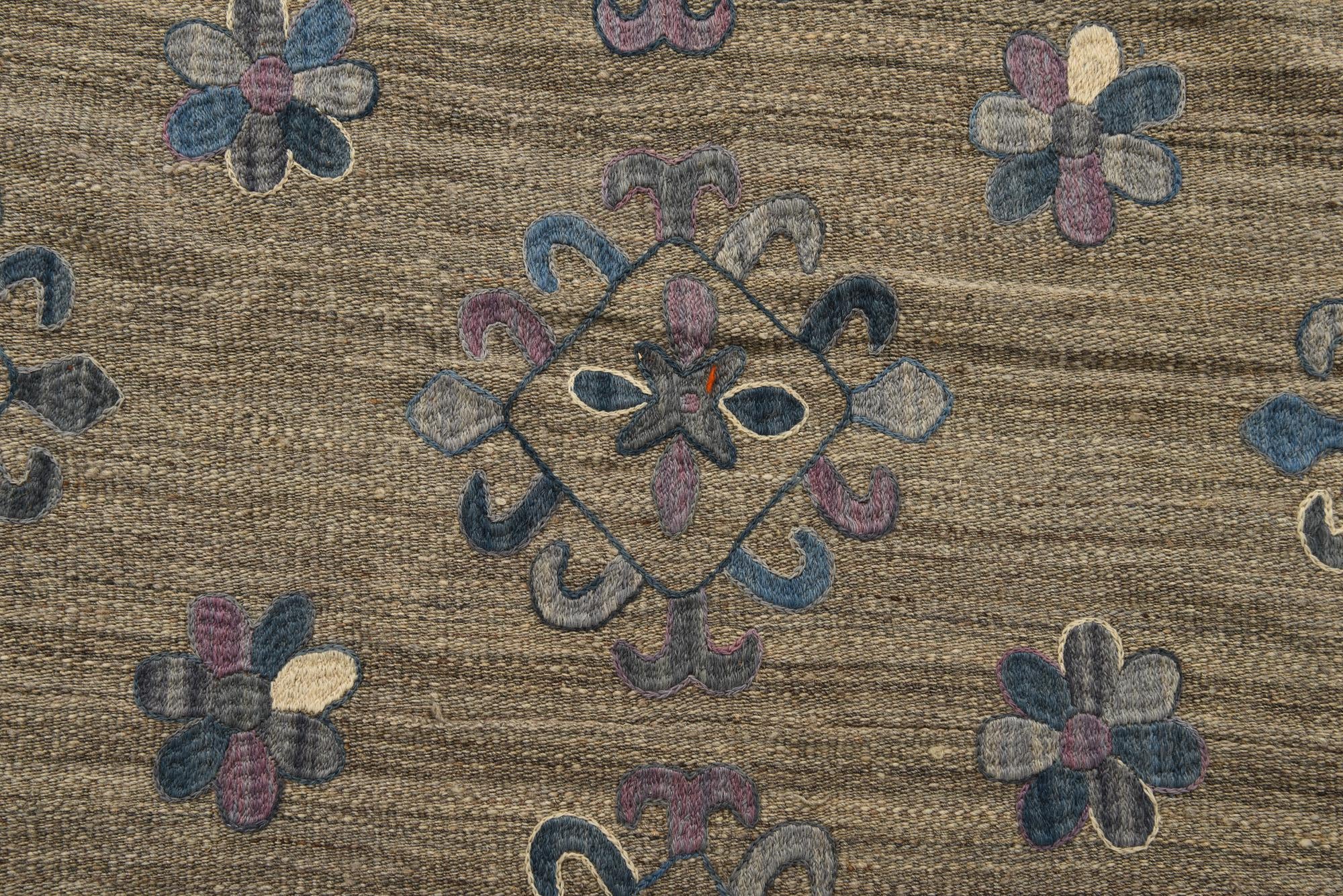 5' 10 x 7' Hand Woven Kilim Suzani Wool Rug