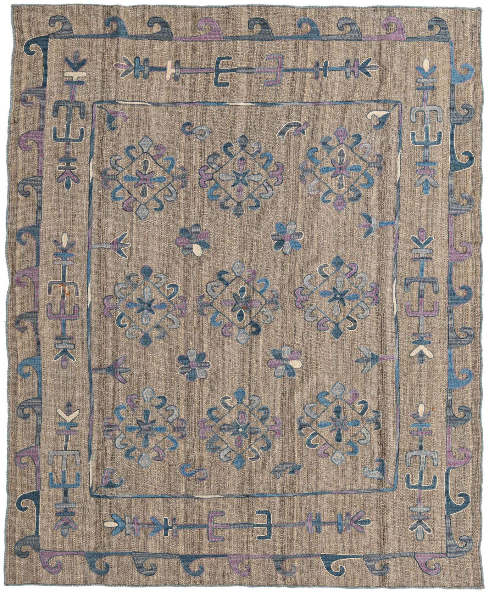 5' 10 x 7' Hand Woven Kilim Suzani Wool Rug