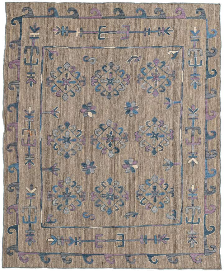 5' 10 x 7' Hand Woven Kilim Suzani Wool Rug