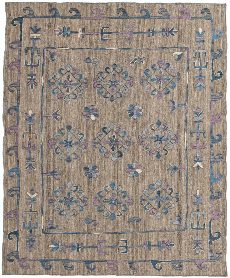 Detail image of 5' 10 x 7' Hand Woven Kilim Suzani Wool Rug