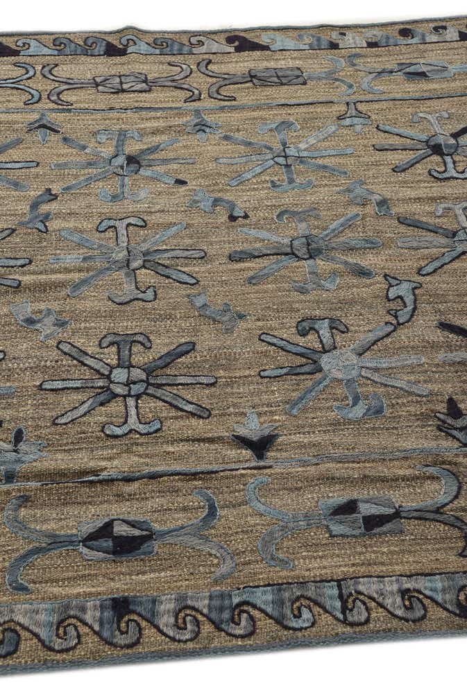 5' 2 x 6' 4 Hand Woven Kilim Suzani Wool Rug
