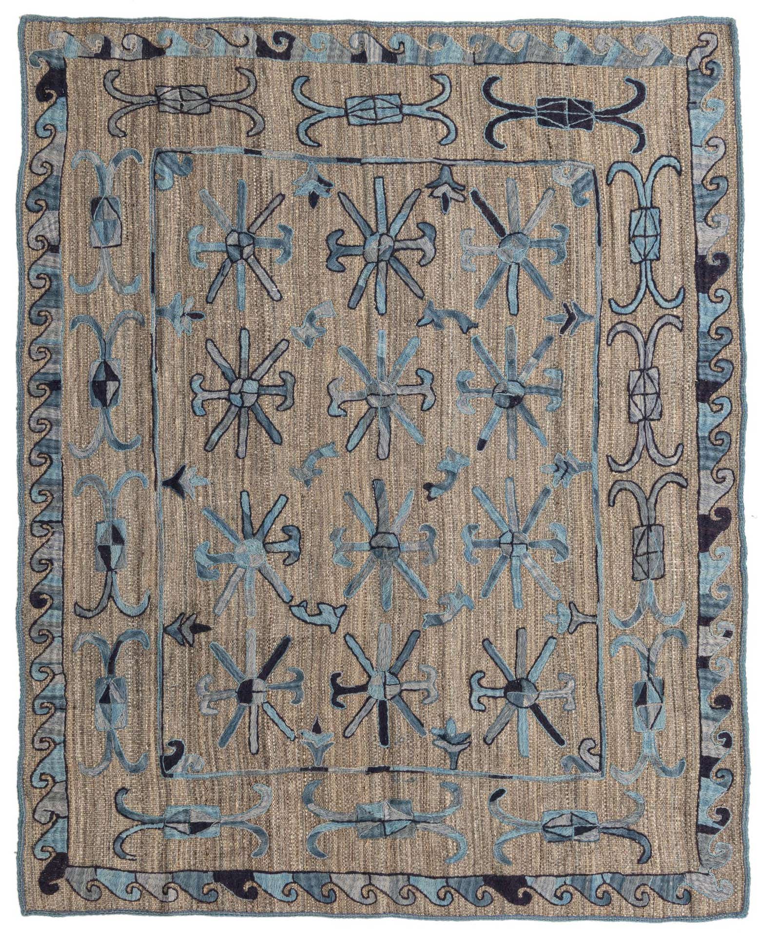 5' 2 x 6' 4 Hand Woven Kilim Suzani Wool Rug