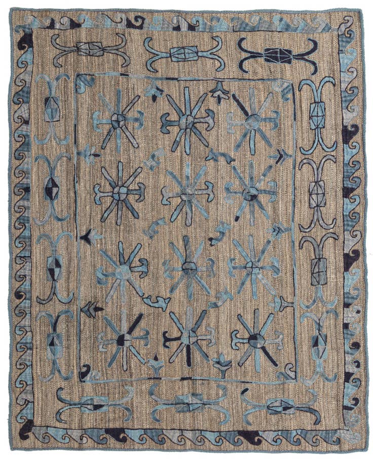 Detail image of 5' 2 x 6' 4 Hand Woven Kilim Suzani Wool Rug