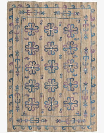 6' 5 x 9' 3 Hand Woven Kilim Suzani Wool Rug