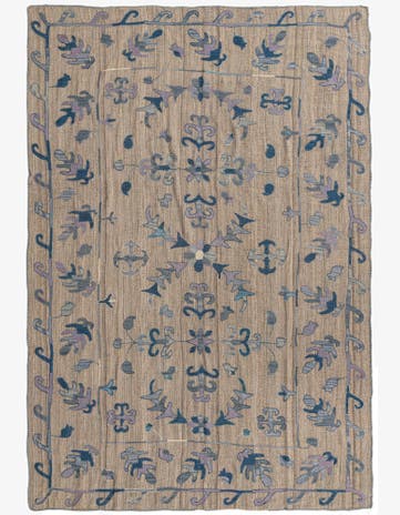 6' 4 x 9' 5 Hand Woven Kilim Suzani Wool Rug