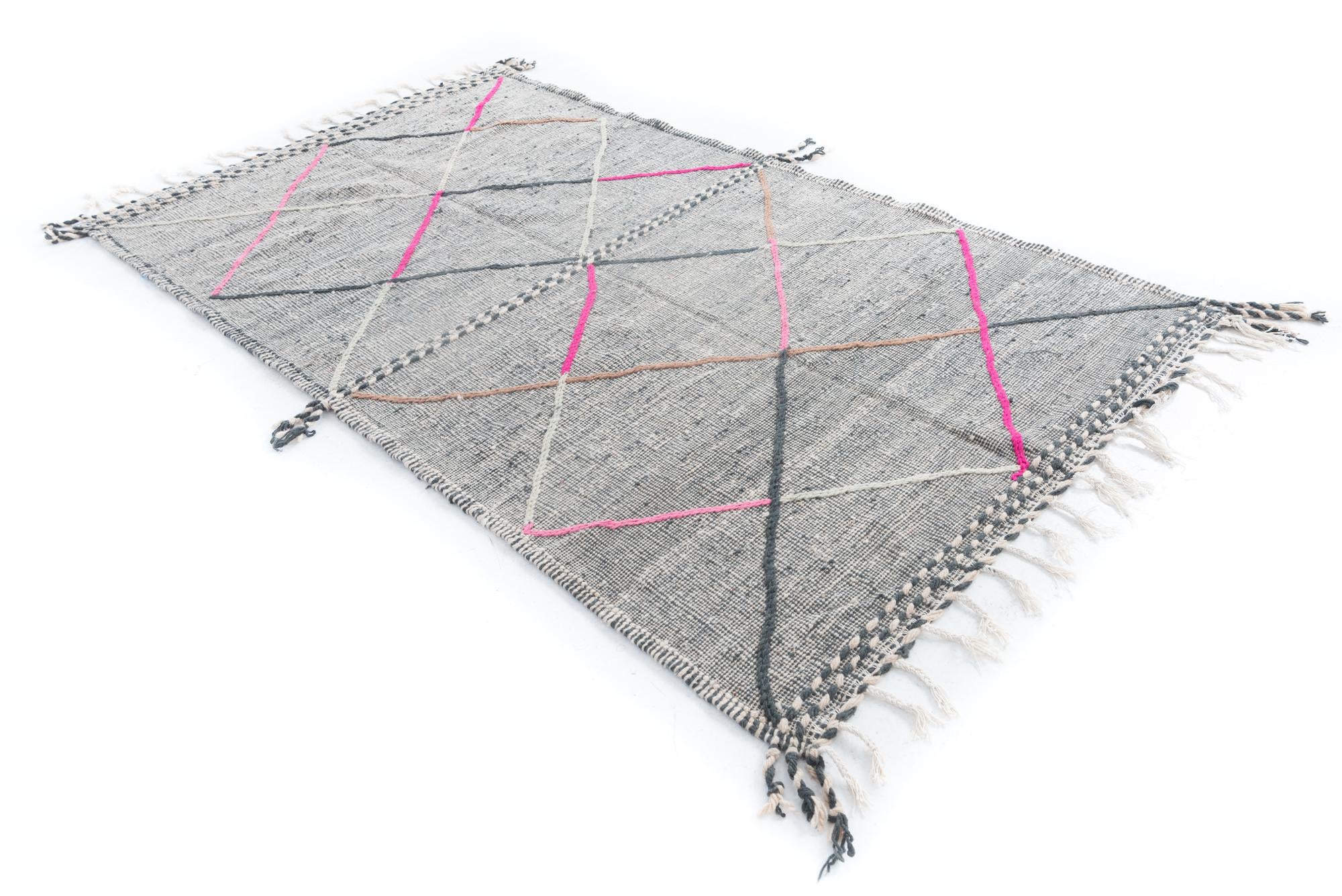 5' x 8' 3 Hand Knotted Moroccan Wool Rug