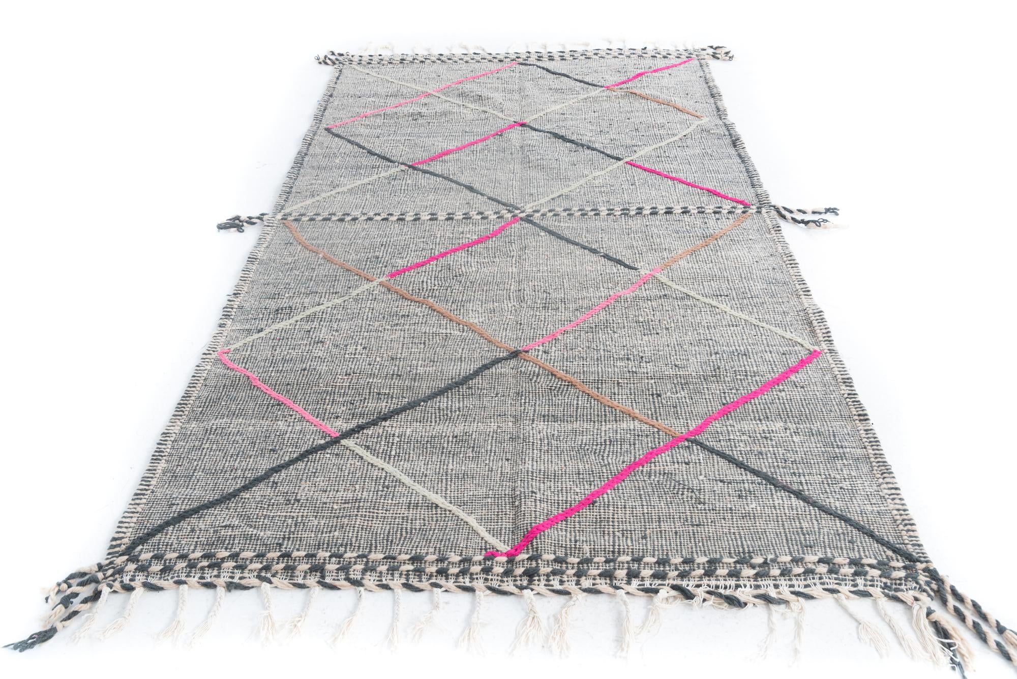 5' x 8' 3 Hand Knotted Moroccan Wool Rug