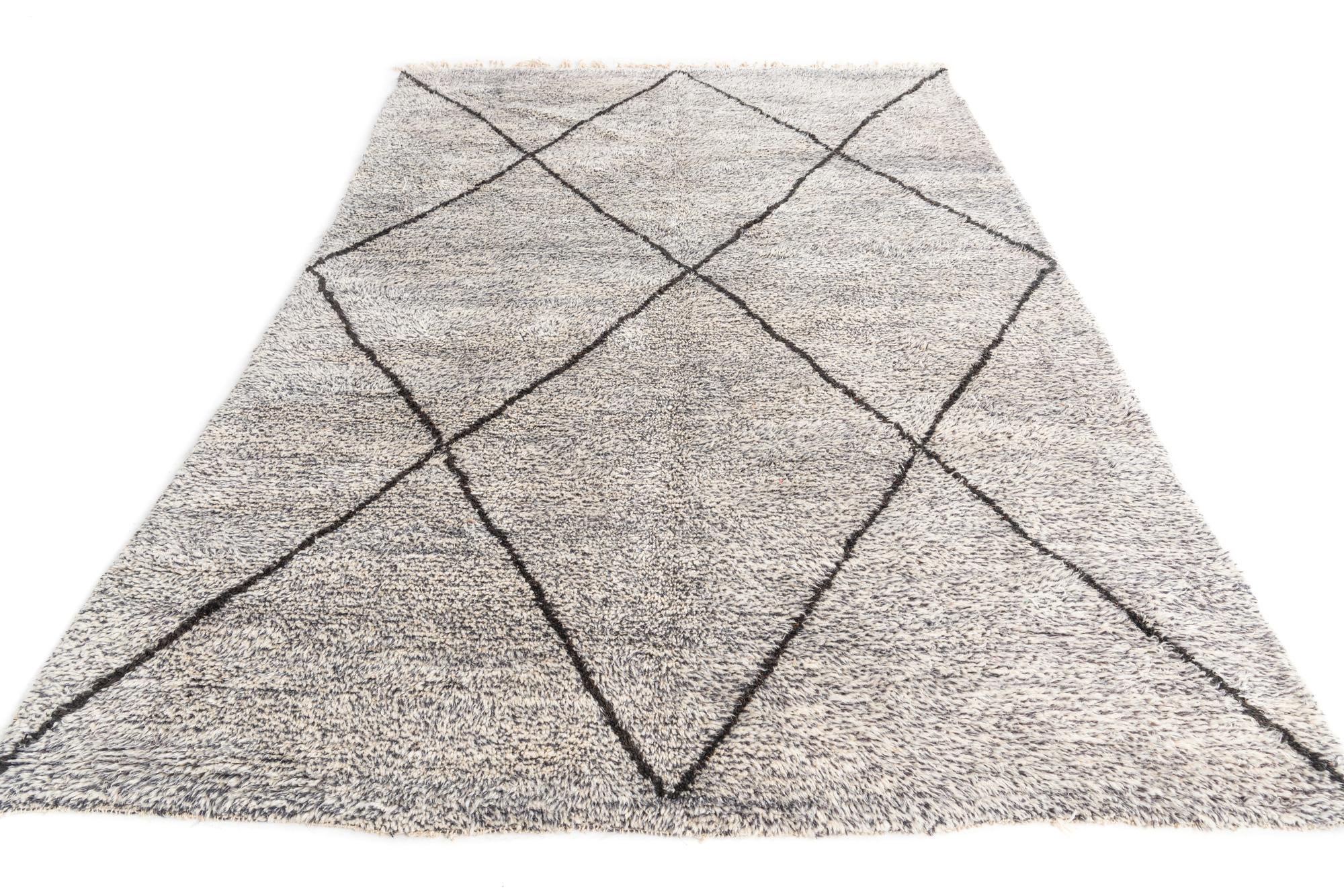 6' 8 x 9' 3 Hand Knotted Moroccan Wool Rug