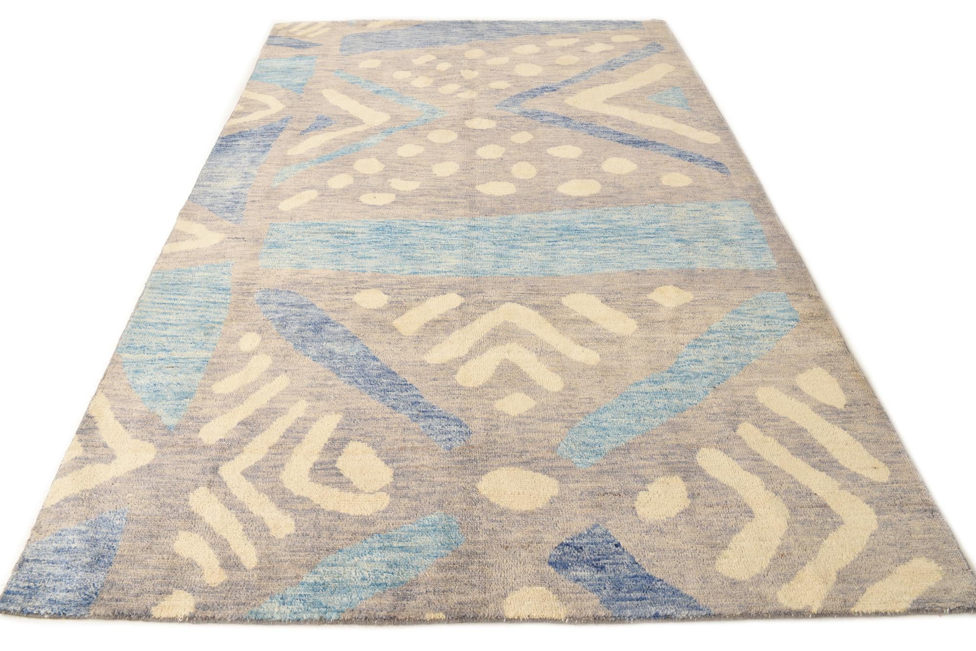 6' 6 x 10' Hand Knotted Moroccan Wool Rug