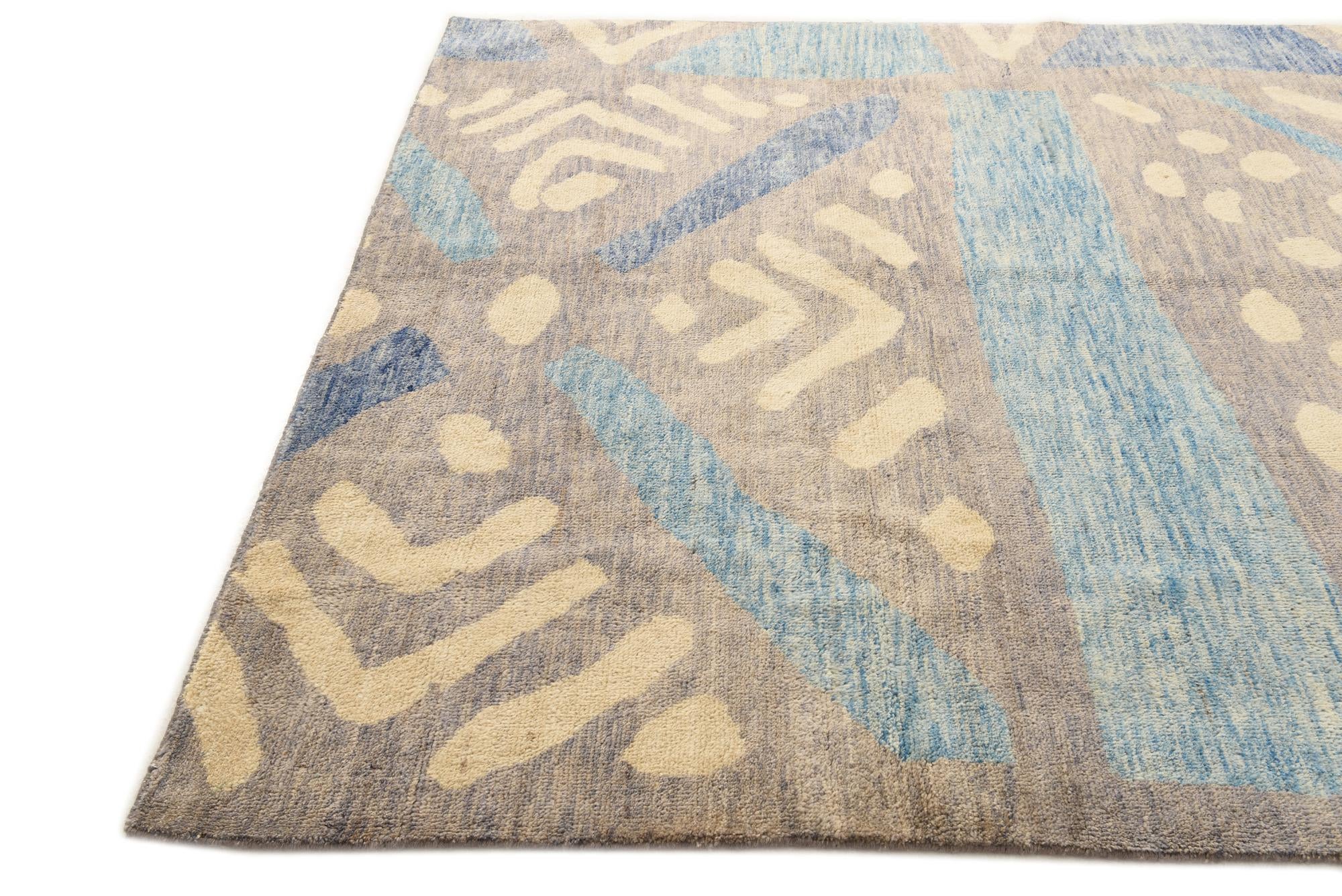 6' 6 x 10' Hand Knotted Moroccan Wool Rug
