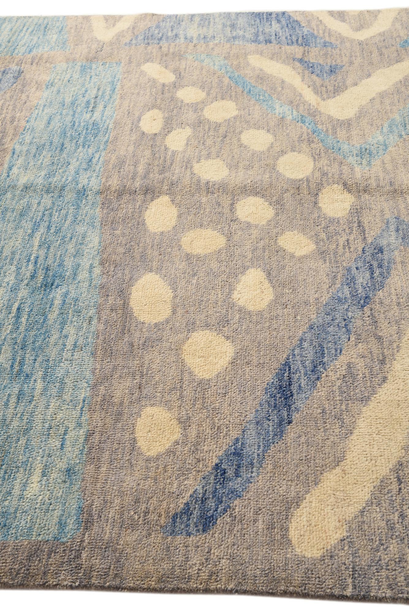 6' 6 x 10' Hand Knotted Moroccan Wool Rug