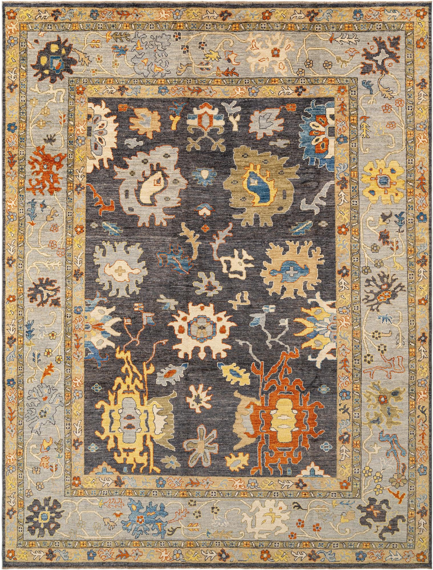 9' 1 x 11' 10 Hand Knotted Oushak Rug