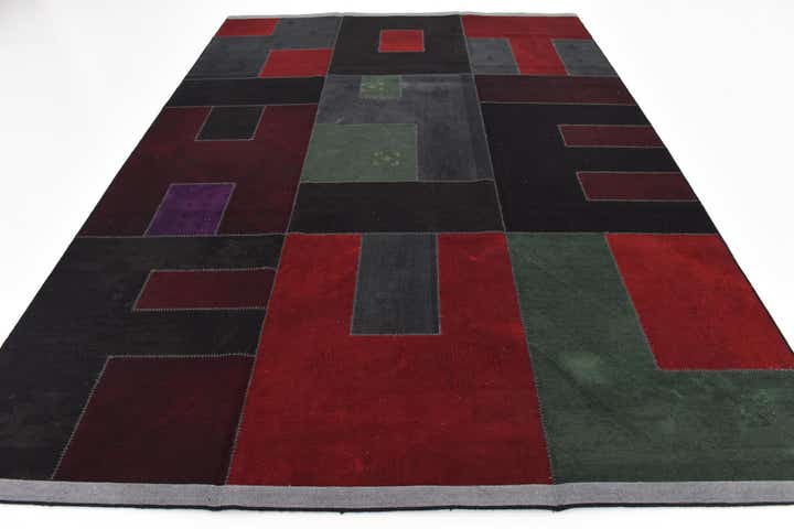 7' 3 x 10' Hand Woven Patchwork Wool Rug